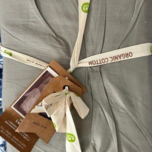 WEST ELM Organic Cotton Pintuck Duvet Cover Full Queen GREY NWT